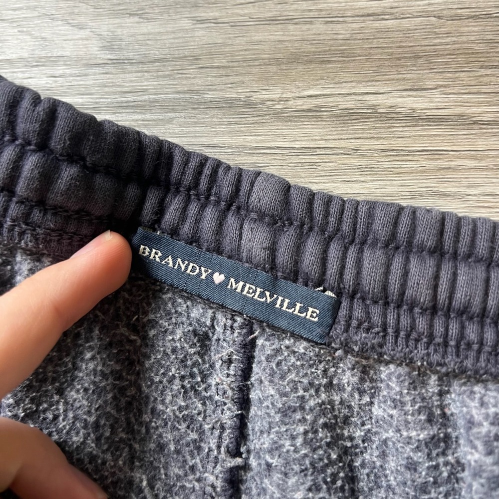 Brandy Melville Sweatpants Womens One Size Charcoal Gray Wide Leg Distressed - Picture 5 of 12